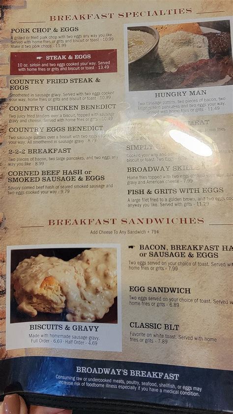 Menu at Broadway Diner restaurant, Bartow