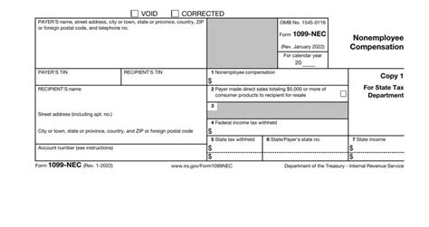 Irs 1099 Nec Form 2023 Printable Free