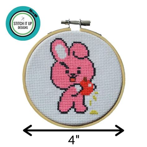 BTS BT21 Cooky Apple 4 Inch Counted Cross Stitch Pattern Etsy Apple 4