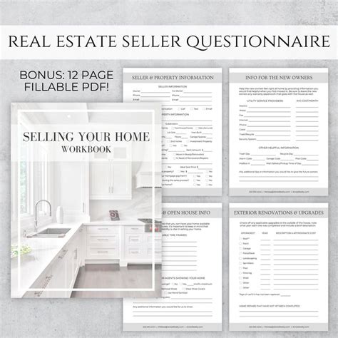 Sellers Prelisting Presentation Packet Seller Questionnaire Realtor