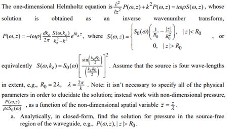 Helmholtz equation The one-dimensional Helmholtz equation is P ...