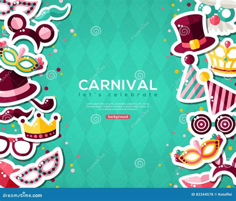 Carnival Banner With Stickers On Background Vector Illustration 82344578