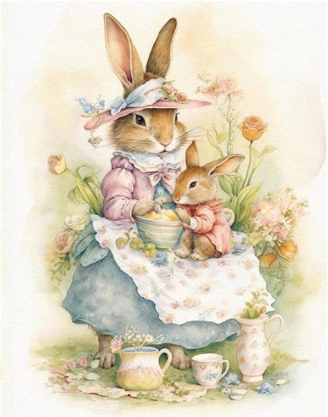 Pastel Vintage Lapin Dessin Lapin De P Ques Shabby Chic Dessin Carte De