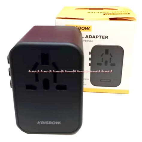 Jual Krisbow Steker Travel Adaptor Type C Dengan USB Port Warna Hitam