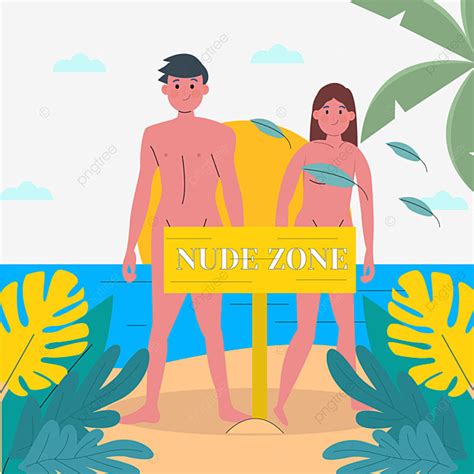 Illustrazione Concettuale Di Uomini E Donne Nudi Nudi Sulla Spiaggia