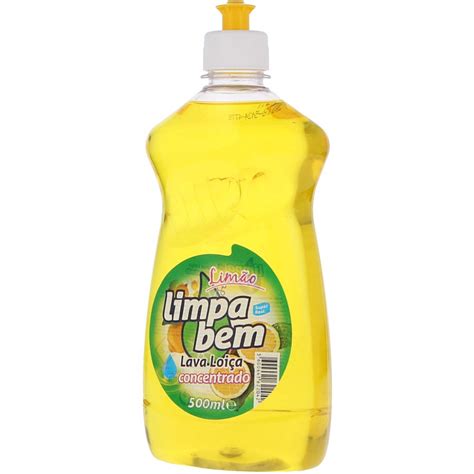 Detergente Loiça Limão Concentrado Limpa Bem 500ml Detergente Loiça