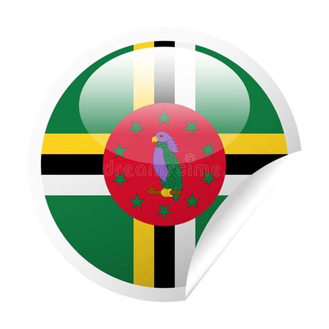 Dominica Flag Vector Round Corner Paper Icon Stock Illustration