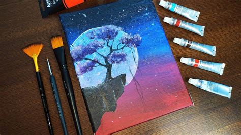 Paisaje de Luna Acrilico sobre Lienzo Etsy España