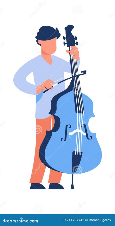 Cartoon Cello Player. Man with String Musical Instrument. Musician ...