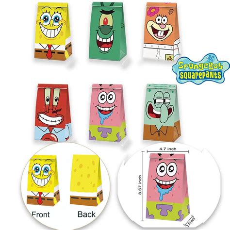 Bolsas De Papel De Bob Esponja Para Aperitivos Bolsa De Papel Kraft