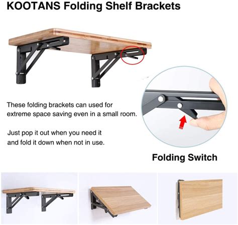 KOOTANS 16 Inch Folding Shelf Brackets Heavy Duty Workbench Supports