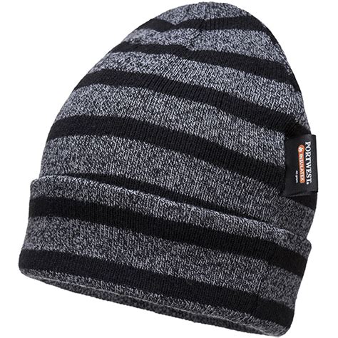 Portwest B Insulatex Lined Striped Knit Cap Safetec Direct