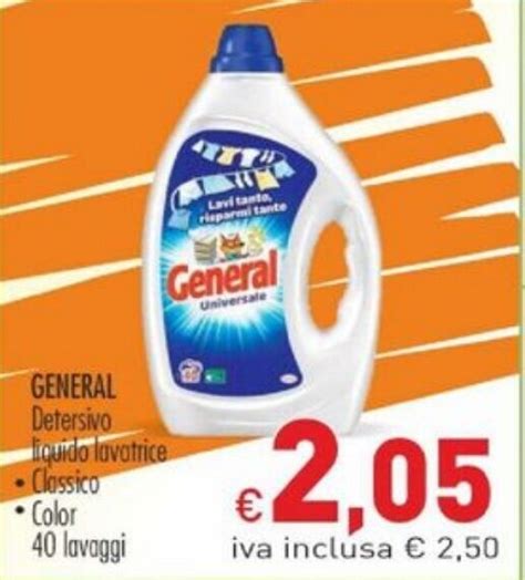 Offerta General Detersivo Liquido Lavatrice Classico Color 40 Lavaggi