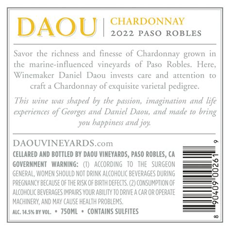 Daou Paso Robles Chardonnay Ml Alcohol Fast Delivery By App Or Online