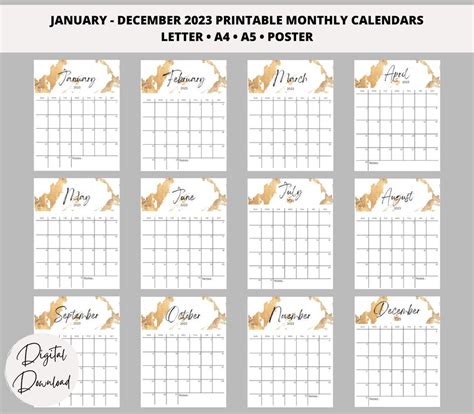 2023 Calendar Bundle Monthly & Yearly Calendars Perpetual - Etsy ...