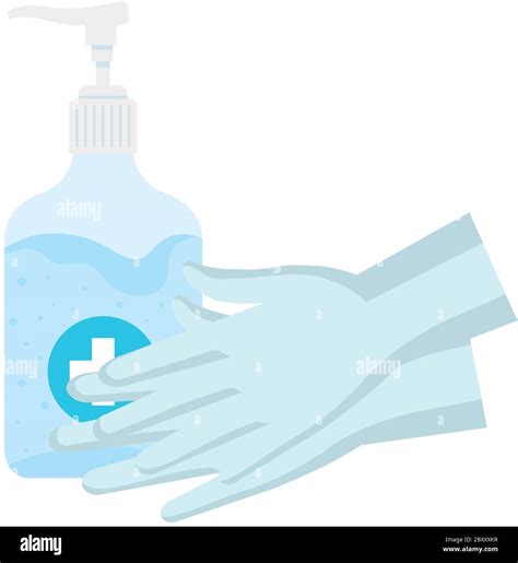 Hands Sanitizer Bottle And Gloves Vector Design Stock Vector Image