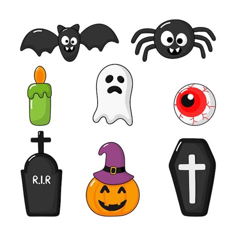 Colección De Iconos De Halloween Feliz Conjunto Aislado En Blanco