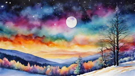 Watercolor Sky Landscape Winter Free Stock Photo - Public Domain Pictures