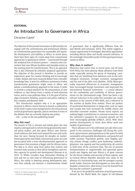 Pdf An Introduction To Governance In Africa