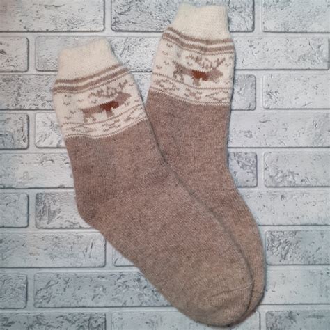 Носки Олени шерстяные коричневые, серые, бежевые