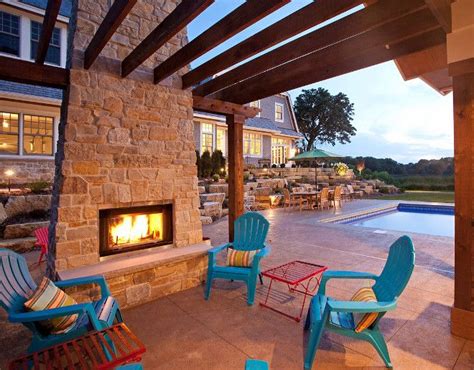 Classic Nantucket Inspired Dream Home Stone And Wood Backyard