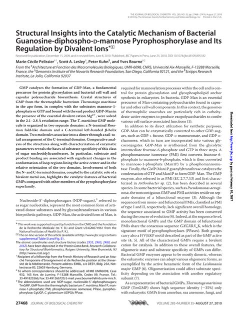 PDF Structural Insights Into The Catalytic Mechanism Of Bacterial