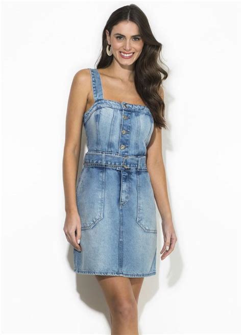 Vestido Curto Jeans Cinto Azul Colcci