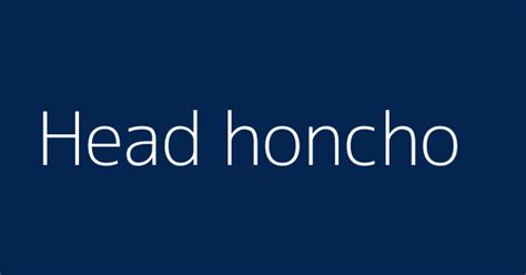 Head honcho | Definitions & Meanings That Nobody Will Tell You.