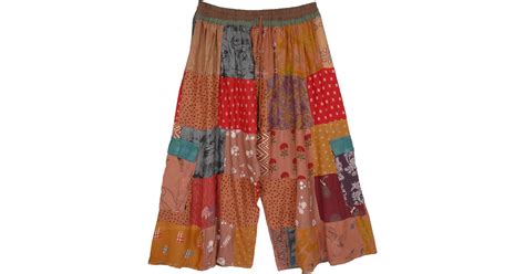 Sahara Vibes Patchwork Unisex Rayon Bermuda Shorts Shorts Brown