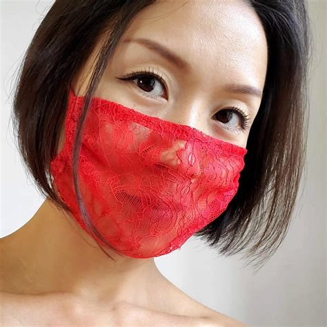 Red Lace Face Mask Sexy See Through Sheer Lace Face Mask Hot Etsy