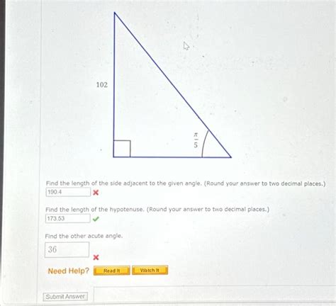 Solved Find the length of the side adjacent to the given | Chegg.com