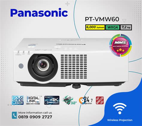 LCD Projector Panasonic PTVMW60 6 000 Lumens WXGA 1280 X 800