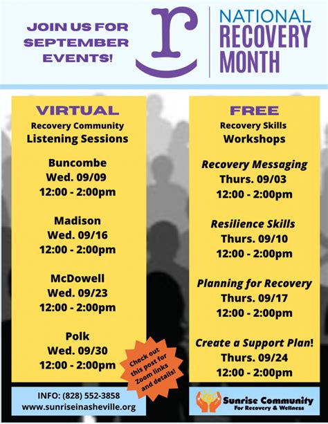 National Recovery Month Events Sunrise Community For Recovery And