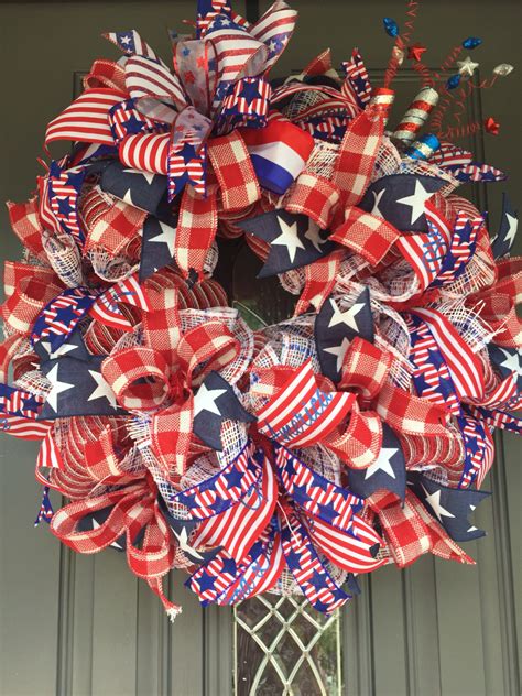 Memorial Day Wreath Patriotic Wreath Patriotic Front Door Etsy