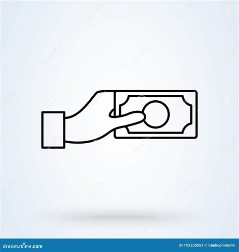 Hands Are Holding Money Banknote Icon Linear Payment With Money