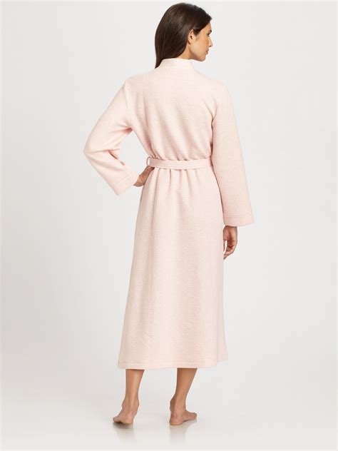 Cottonista Quilted Jacquard Long Robe In Pink Lyst