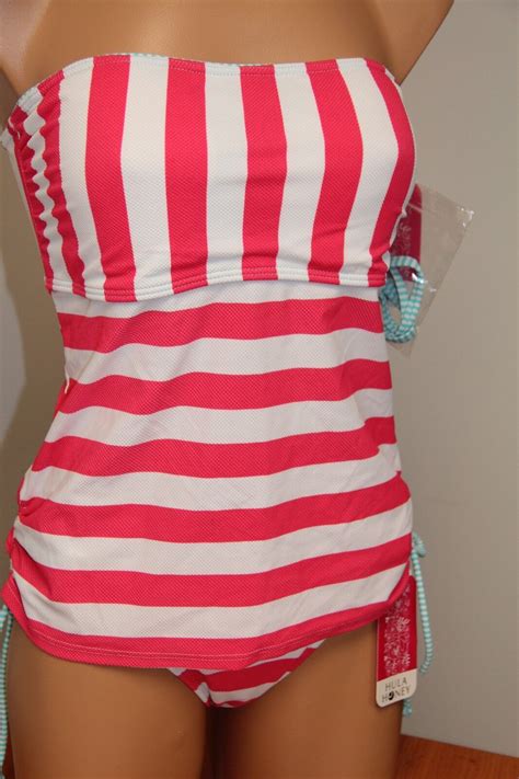 NWT Hula Honey Swimsuit Bikini Tankini 2pc Set Sz S Red Removable Strap