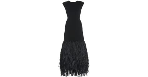 Aje Exclusive Rushes Raffia Trimmed Knit Midi Dress In Black Lyst