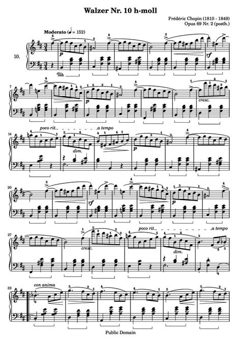 Walzer H Moll Free Sheet Music By F F Chopin Pianoshelf