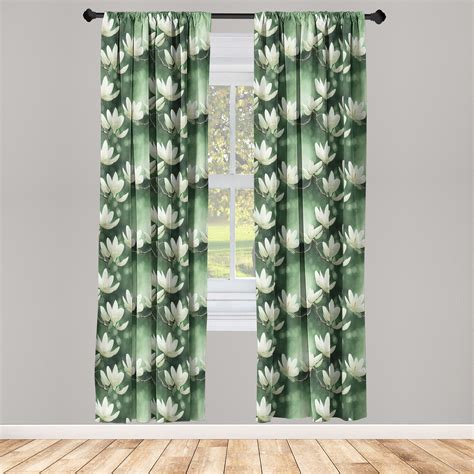 Floral Window Curtains Blossoming Branches Of Spring Season Flowers Asian Nature Art On Blurred