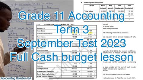 Grade 11 Accounting Term 3 Cash Budget Full Lesson Of 2024 Including