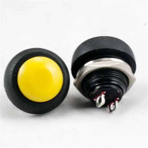 Yellow Waterproof Pbs B Mm Pin Self Reset Mini Round Push Button