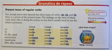 Regular Ar, Er and Ir Verbs Table From Textbook – Dr. Schmidt’s Classes