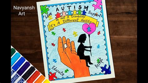 World Autism Awareness Day Poster Drawing Autism Awareness Creative