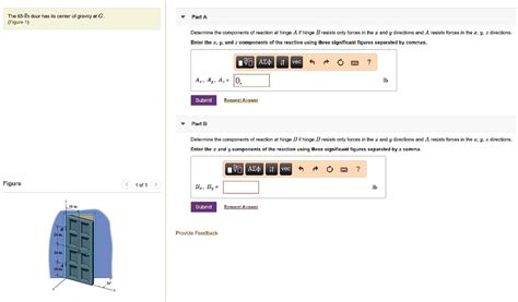 SOLVED The 65 Ib Door Has Its Center Of Gravity At G Figure 1 Part A