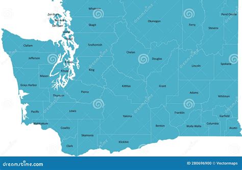 US Washington county map stock vector. Illustration of shape - 280696900