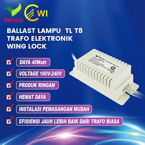 Jual Ballast Lampu TL T8 Trafo Elektronik Wing Lock Shopee Indonesia