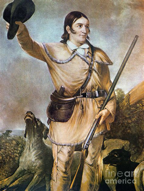 Davy Crockett With His Hunting Dogs In 1836 Painting By American School