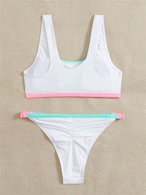 Color Block Contrast Binding Bikini Swimsuit Shein Usa