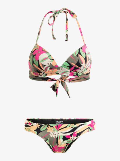 Printed Beach Classics Triangle Two Piece Bikini Set For Women Roxy